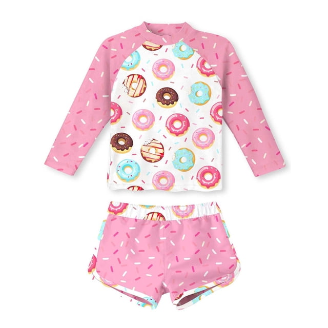 Kid Girls Rash Guard Swimwear Striped Ruffle Long Sleeve Sun Protection Girls Baby Girl Bathing Suit 8-9 Years
