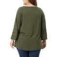thumbnail image 3 of GRACE & GRANDEUR Women's Plus Size  Casual Solid Raglan Sleeves Tops Green 3X, 3 of 7