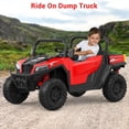 thumbnail image 2 of 24V Ride On Dump Truck, Ride On Car with Remote Control, Electric Dump Bed and Extra Shovel, Ride On Tractors Car with Music Player, Key Start for Safety, Gift for Kids,Red, 2 of 8