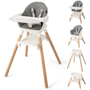 Patiojoy 3 en 1 Chaises hautes pour bébés et tout-petits, Chaise haute convertible avec repose-pieds blanc