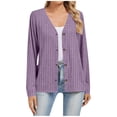 thumbnail image 3 of CFLVAEK Cardigan Sweaters for Women Ribbed Knit Button Down Loose Fitted Long Sleeve Cardigans Fall Trendy Cardigan Sweater Purple L, 3 of 6
