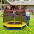 thumbnail image 2 of Costway 7 FT Kids Trampoline with Safety Enclosure Net Spring Pad & Jumping Mat for Kids Orange, 2 of 10