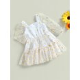 thumbnail image 3 of Fortune Robe Trapèze Princesse pour Bébé Fille Manches Longues en Maille Tulle Robe à Imprimé Marguerites, 3 of 9