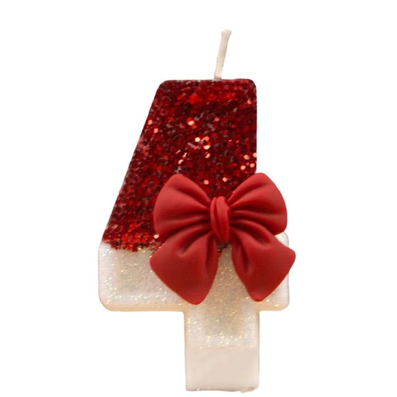 Goleeg Number 4 Birthday Candle for Cake, Red Bow Number Candles, Cake Topper Decoration for Birthday Party