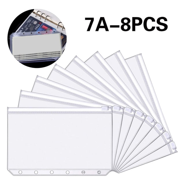 A7 Binder Pockets Plastic Binder Zip Document Holders Waterproof Loose Leaf