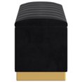 thumbnail image 2 of Contemporary Velvet & Faux Leather Storage Ottoman, 2 of 8