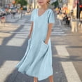 thumbnail image 2 of Tranfacy Robe d'Été pour Filles, Robe Maxi pour Jeunes Filles, Robe à Manches Courtes pour Fille, Robe de Princesse à la Mode et Mignonne, Robe Respirante Douce et Confortable, 2 of 4