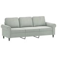 thumbnail image 3 of vidaXL 3 Piece Sofa Set with Cushions Light Grey Velvet, 3 of 5