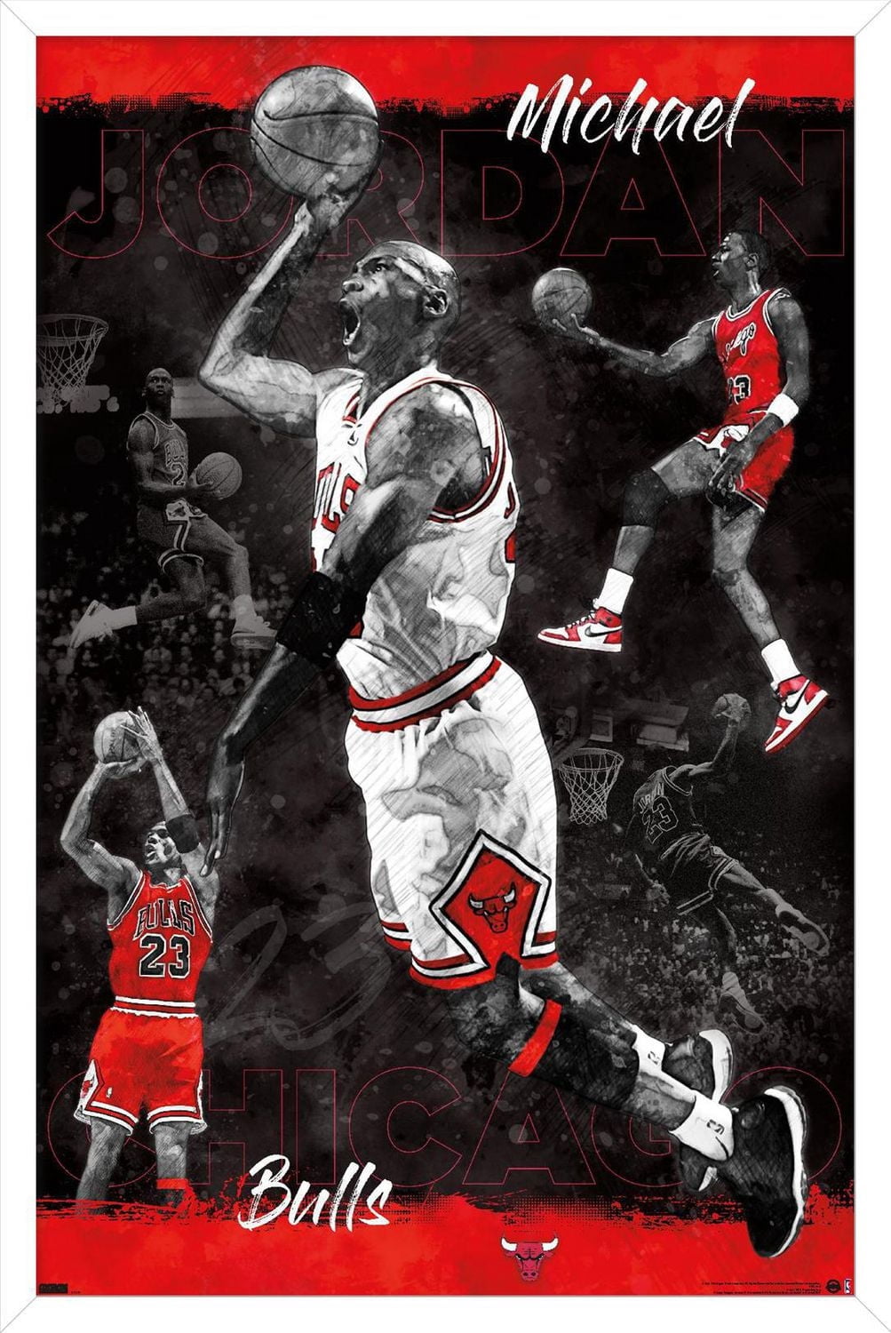 Michael Jordan - Sketch Wall Poster, 22.375" x 34" Framed