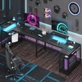 thumbnail image 2 of Bestier L Shaped Gaming Desk with LED Lights & Power Outlets, 58'' Reversible Computer Corner Desk with Shelves, Carbon Fiber Black Home Office Workstation with Monitor Stand & Headphone Hook, 2 of 7