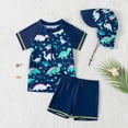 thumbnail image 2 of Akiihool Dinosaur Swim Trunks Boys Boys 2 Pieces Rash Guard Sun Protection Long Sleeve Kid Swimsuits Quick Dry Swim Shirt Trunks for Boys (Navy,6-12 Months), 2 of 4