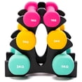 thumbnail image 1 of PRISP Dumbbells Set with Rack, 3 Pairs of Neoprene Free Weights with Stand, 1 of 9