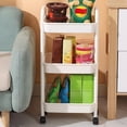 thumbnail image 2 of Sentmoon 3 Tier Rolling Cart Rolling Storage Cart with Drawers Kitchen Storage Cart 3-layer Black with Armrests Storage Rack Bathroom Toilet Toiletries Storage Cart for Bathroom and Toiletries, 2 of 7
