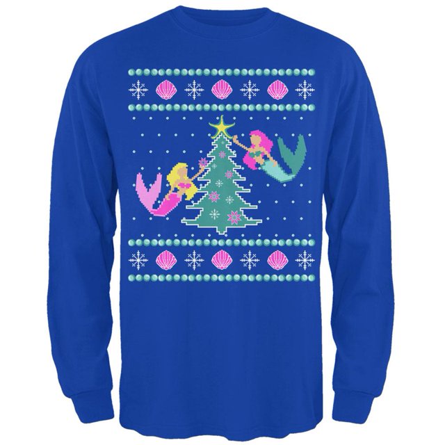 Mermaid Tree Ugly Christmas Sweater Mens Long Sleeve T Shirt