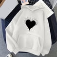 thumbnail image 3 of XZNGL Womens Comfortable Sweater Heart Pattern Printed Womens Hooded Pocket Drawstring Sweater, 3 of 4