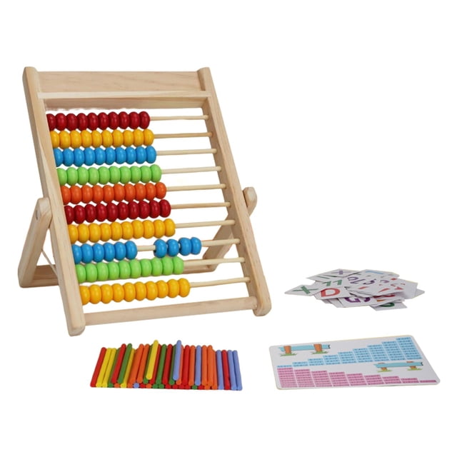 Milaget Montessori Math Toys 10 Rows Abacus with 100 Colorful Beads Abacus Thinking Game 8cmx21cm