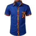 thumbnail image 1 of Ramiter Shirt for Men Mens Short Sleeve Button Up Cotton Linen Shirts Blue,L, 1 of 3