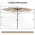 thumbnail image 3 of Costway Parasol de Marché Extérieur Robuste avec Mécanisme d'Inclinaison, Manivelle, 8 Nervures Robustes, Beige, 3 of 9