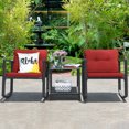 thumbnail image 1 of Costway 3PCS Patio Rattan Furniture Set Rocking Chairs Cushioned Sofa Burgundy, 1 of 9