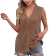thumbnail image 1 of Dealovy Débardeurs pour Femmes Col en V Sans Manches Camisole à Illets Boutonnée Décontractée Ample Été Sortie, 1 of 7