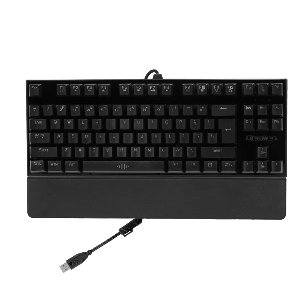 Backlit Mechanical Gaming Keyboard Blue Switch 87 Keys Ergonomic Keyboard Suspended Keys with Hand Wrist(Black)