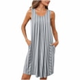 thumbnail image 2 of Pyjama pour Femmes Zeophrasy Femmes Imprimé avec Poches Chemises de Nuit Sans Manches Vêtements de Nuit devant Plissé Nuisette Col Rond Robe de Nuit Clearacne Moins de 5, 2 of 8
