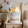 thumbnail image 4 of Easter Storage Basket Children's Party Embroidered Bunny Egg Tote Basket, 4 of 6