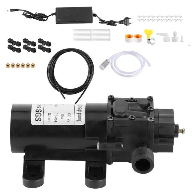 Système de Pulvérisation de Jardin, Kit de Brumisation Électrique Pompe à Diaphragme, pour Serre Extérieure Patio Jardin