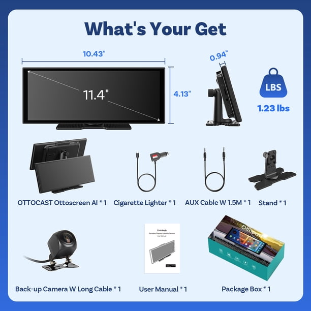 Ottocast 11.4' HD Android 15 Screen for Car, Ottoscreen-AI, AI