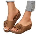 thumbnail image 1 of Orthopedic Platform Sandals for Women 2025 Boho Beach Flower Wedge Dress Slip on with Arch Support, 1 of 5