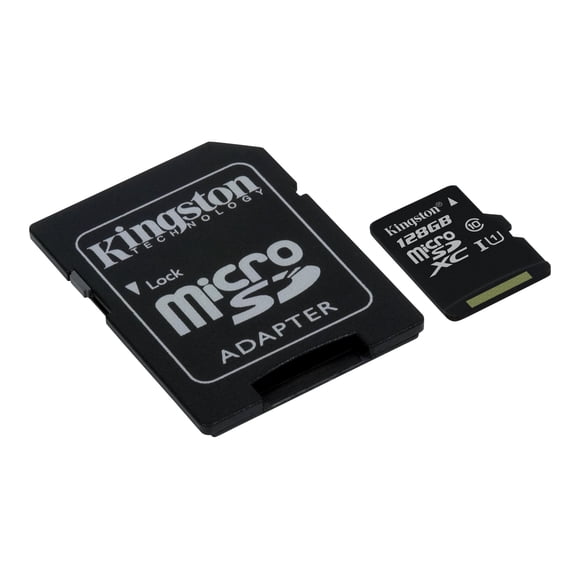 Kingston Canvas Select - Flash memory card (microSDXC to SD adapter included) - 128 GB - UHS-I U1 / Class10 - microSDXC UHS-I
