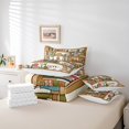 thumbnail image 5 of YST Bookshelf 7 Piece Comforter Set,Cartoon Bookcase Bedding Set Queen Size,Cartoon Cat Bed in a Bag,School Library Flat Fitted Sheet,Academic Books Soft Reversible Bed Set, 5 of 5