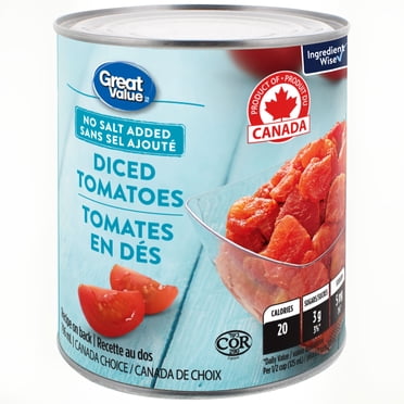 Tomates en dés sans sel ajouté Great Value