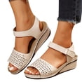 thumbnail image 4 of Styesk Womens Sandals Women's New Large Size Hollow Thick Bottom One Line Buckle Wedge Sandals, 4 of 5