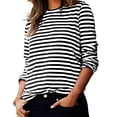thumbnail image 3 of Timegard Hauts pour Femmes à Rayures à Manches Longues Col Ras du Cou Blouse Ample et Confortable Hauts Habillés Décontractés Vêtements d'Automne, 3 of 8