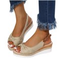 thumbnail image 4 of Summer Ladies Shoes Fish Mouth Medium Wedge Heel Metal Buckle Womens Sandals, 4 of 9