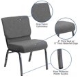 thumbnail image 2 of Flash Furniture Hercules Series Stacking Church Chair in Gray Fabric - Silver Vein Frame, 2 of 9