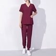 thumbnail image 1 of LSLJS Women's Short-Sleeved Solid Color Pocket V-Neck Nurse Suit, Womens Plus Scrubs, 1 of 3