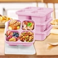 thumbnail image 1 of yulier Snack Containers, 4 Compartment Snack Box Bento Snack Containers, Divided Food Storage Containers, Wheat Straw Meal Prep Lunch Box with Lid for Travel Work Picnic, Pink, 1 of 6