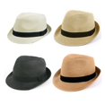 thumbnail image 1 of Chapeau Fedora Vintage en Paille à Bord Court 973SF, 1 of 1