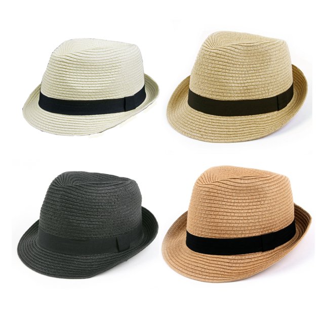Chapeau Fedora Vintage en Paille à Bord Court 973SF