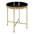 thumbnail image 2 of Kate and Laurel Celia Table d'Appoint Ronde Pliable en Métal, 18,25 Pouces x 18,25 Pouces x 22 Pouces, Surface Noire et Cadre Doré, Design Moderne Minimaliste et Plateau Magnétique Détachable, 2 of 4