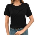 thumbnail image 4 of Plebaso T-Shirts à Manches Courtes pour Femmes, Col Ras du Cou Décontracté, T-Shirts de Couleur Unie, Confortables, d'Été, Basiques pour Femmes, 4 of 7