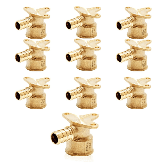 10Pcs PEX Fittings,Pex 1/2in X 1/2in Female Threaded NPT Drop Ear Elbow Adapter,Brass Crimp for PEX Tubing Pipe Plumbing