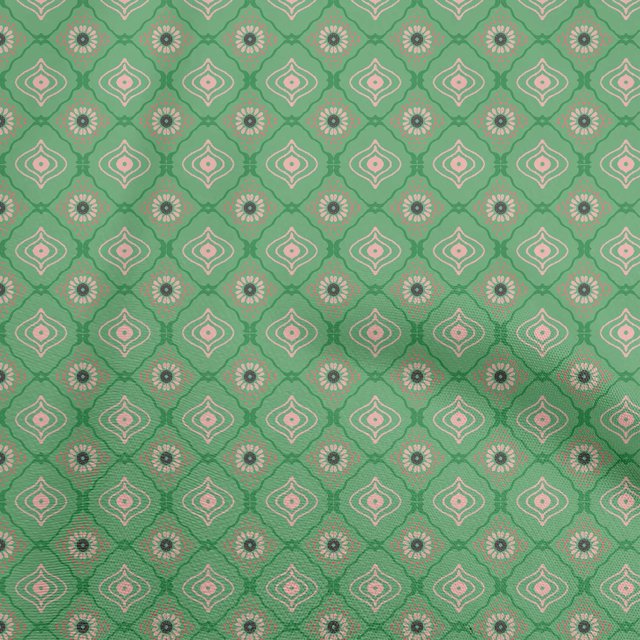 oneOone Polyester Spandex Green Fabric Asian Traditional Block Sewing Craft Projects Fabric Prints By Yard 56 Inch Wide