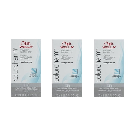 WELLA COLOR CHARM, HAIR COLOR Permanent Natural Blonde Liquid Toner (3 Pack) 3 x HC-T28