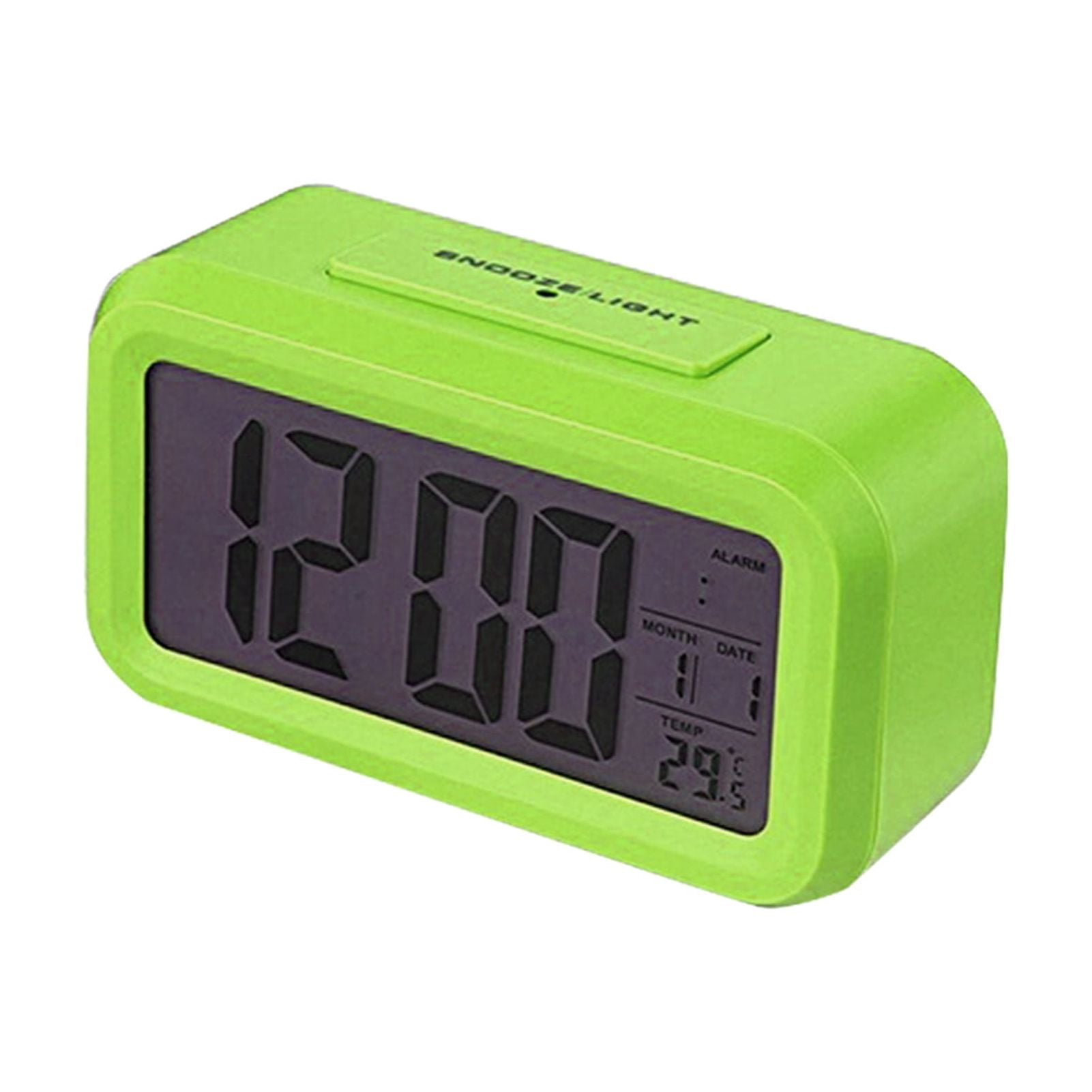 Graflsoa Glow-in-the-Dark Kids Alarm Clock with Music Wake-Up, Large Display, Green, Battery Not Included