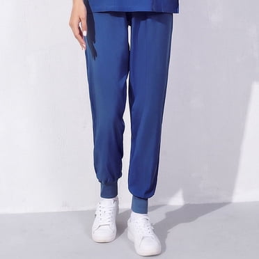 Jsaierl Pantalon d'Uniforme Médical pour Femmes à Taille Élastique, Couleur Unie, Coupe Ample, avec Poche