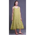 thumbnail image 3 of Bimba Medium Yellow2 Floral Roses & Ranunculus Mid Calf Nightwear Ladies Cotton Printed Sleeveless Night Gown Maxi Dress X-Small, 3 of 6
