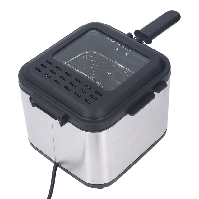 Pyhodi Friteuse Électrique à Frites, 2,5 L 1000 W, Friteuse Électrique à Panier Carré Amovible en Acier Inoxydable à Température Réglable, pour Poulet Frit Crevettes Frites